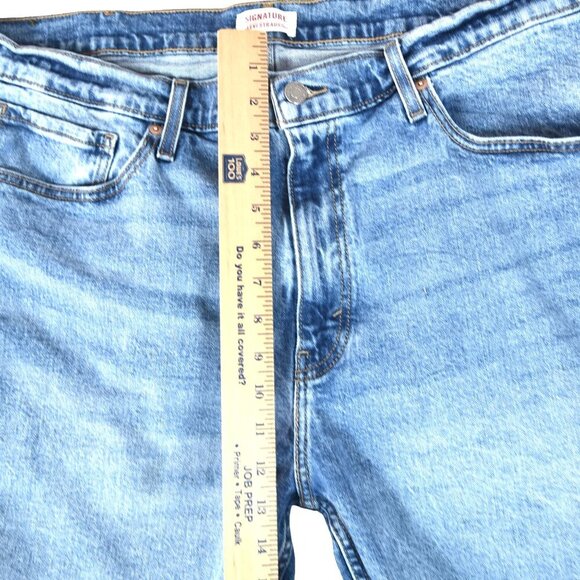 Signature by Levi Strauss Denim Shorts Jort W38 Blue Relaxed Fit 5-Pocket Cutoff - Picture 5 of 11